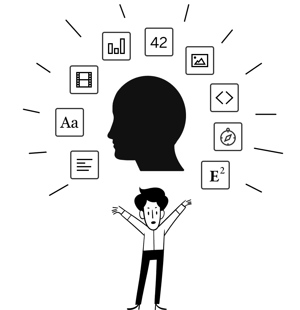 一个人庆祝几个文档的插图