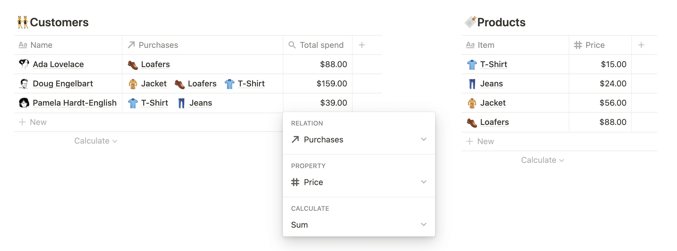 An image of two Notion databses.