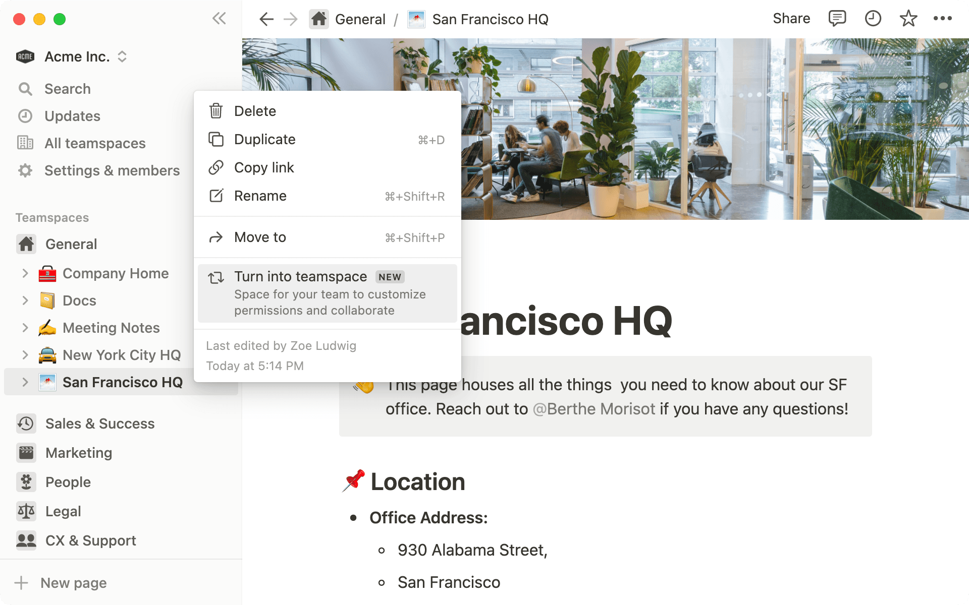 Workspace owner teamspaces hero
