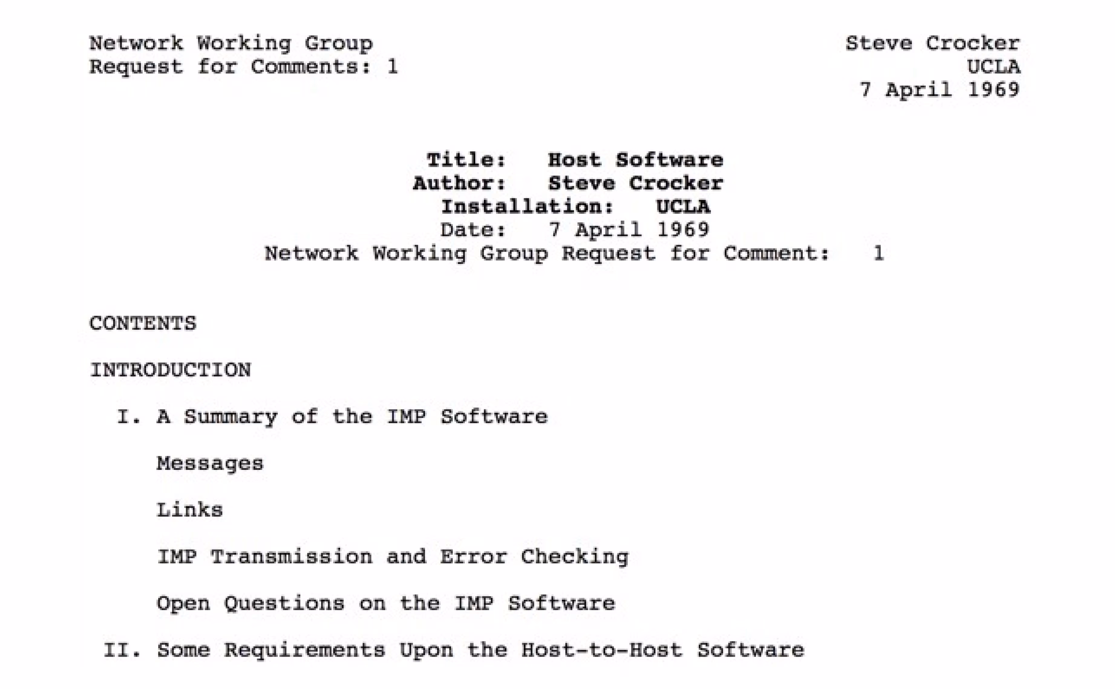 An example of an early RFC by Steve Crocker. Image from the Internet Society.